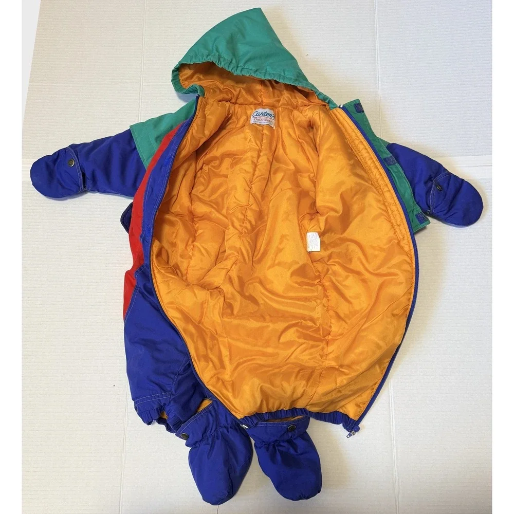 CARTERS - VTG Baby Color‎ Block Red Blue Green Snowsuit - 12 mo (no size tag)